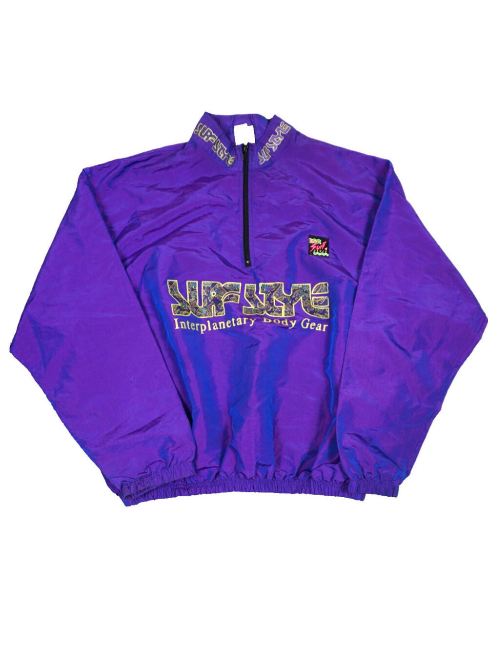 Vintage Surf Style Jacket Mens One Size Purple Iridescent Windbreaker 90s Retro